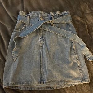 jean skirt with tie